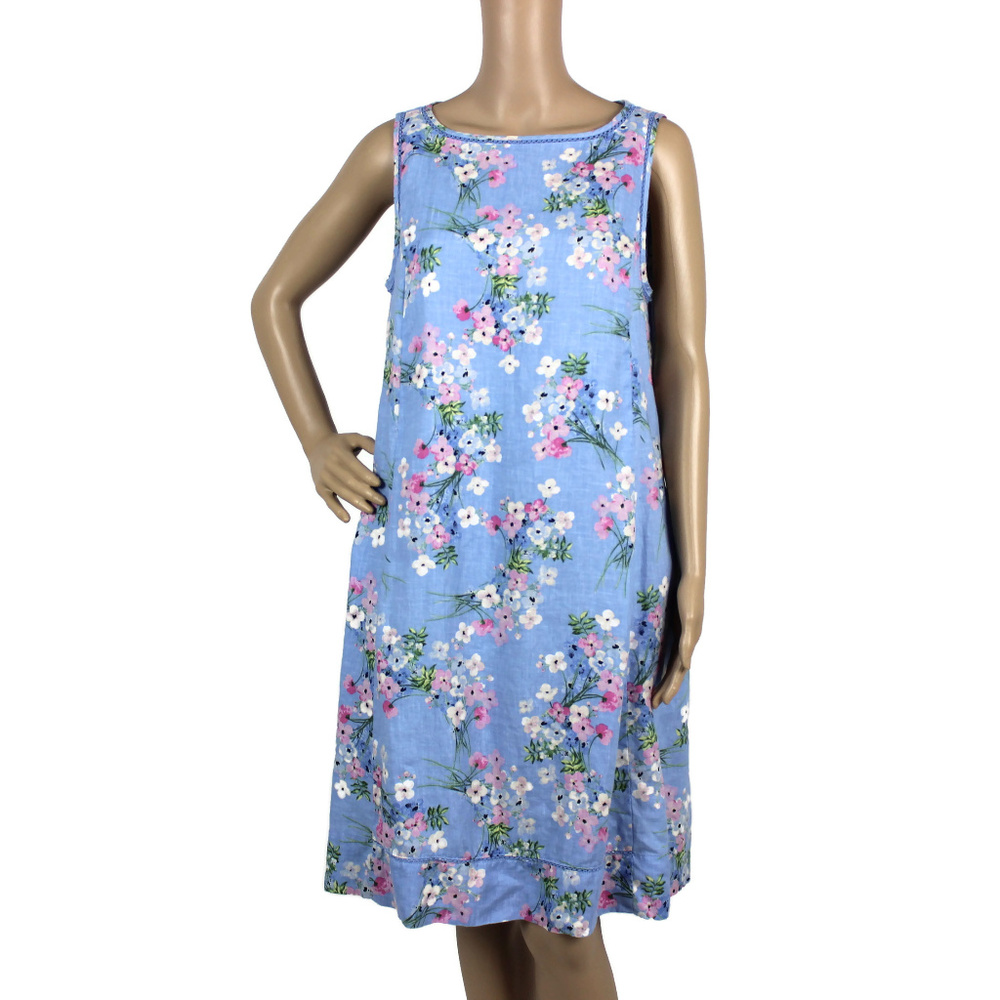 J Jill Small Linen Blue Floral Dress